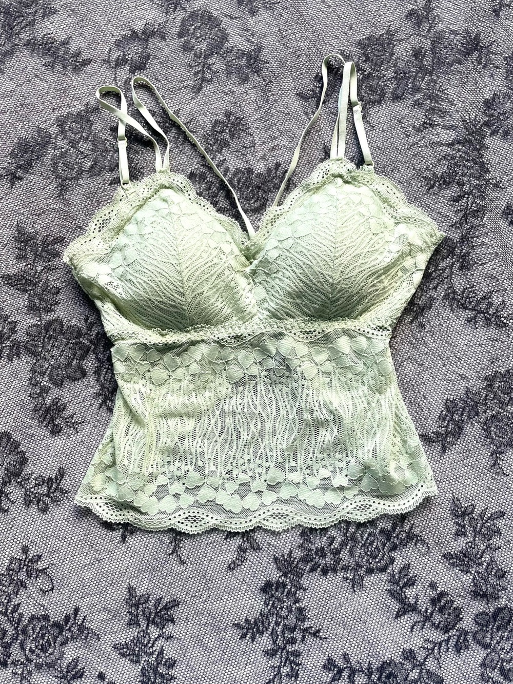 Sage Green Lace Strappy Cami Bralette